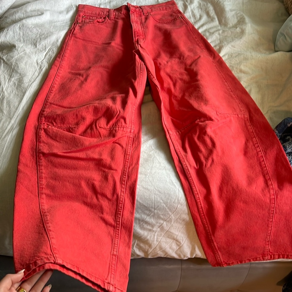 High rise baggy orange-red jeans urban outfitters BDG size 26